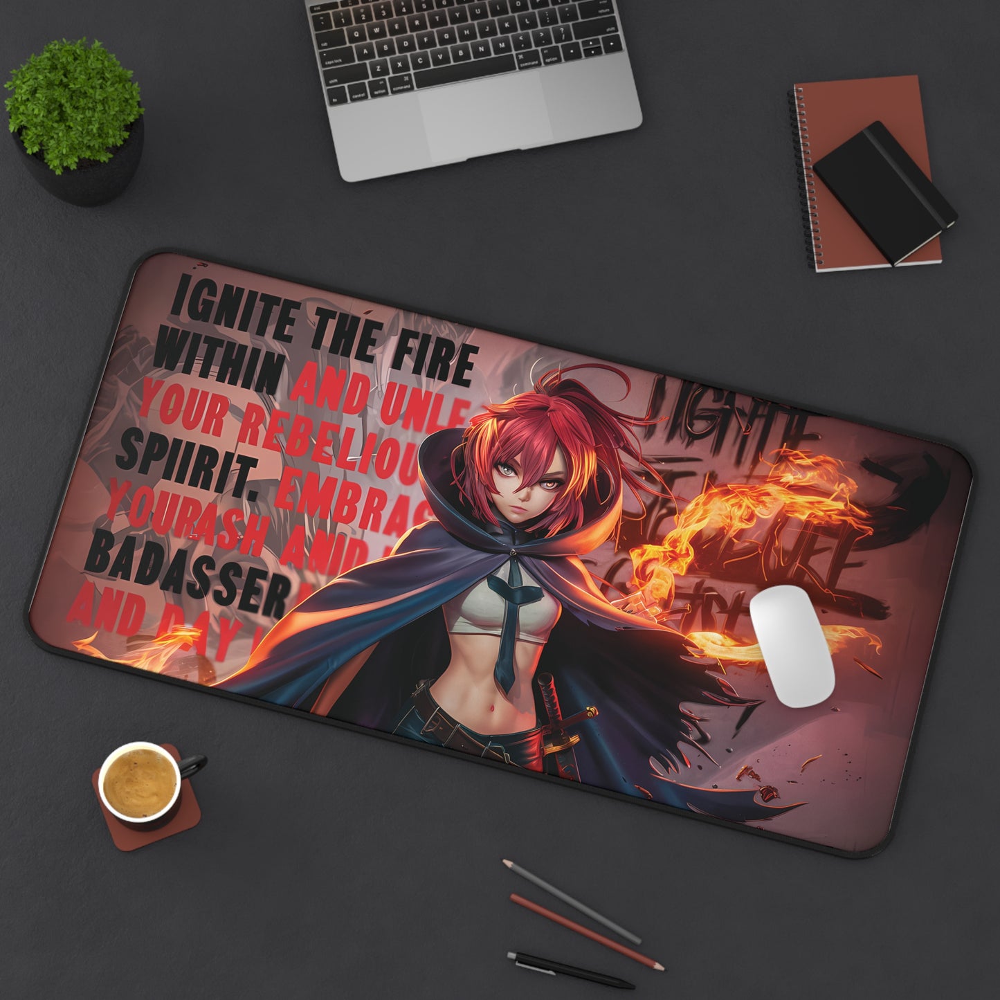 Female Fire Mage - Desk Mat
