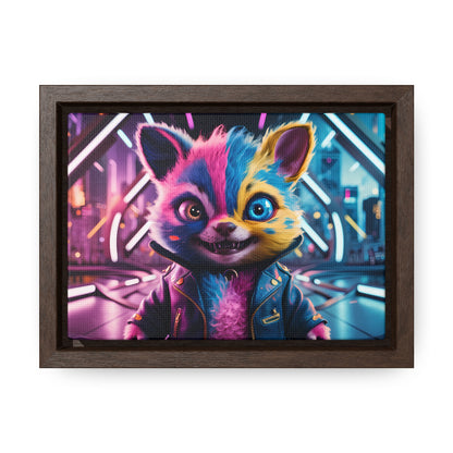 Neon Paws in the Cyber City - Gallery Canvas Wraps, Horizontal Frame