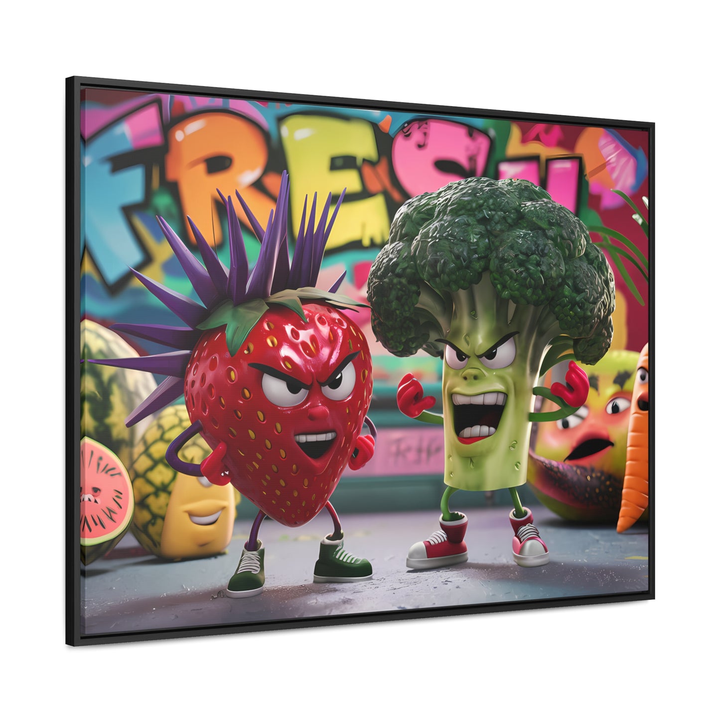 "Fresh Fight: Battle of the Bites" - Gallery Canvas Wraps, Horizontal Frame