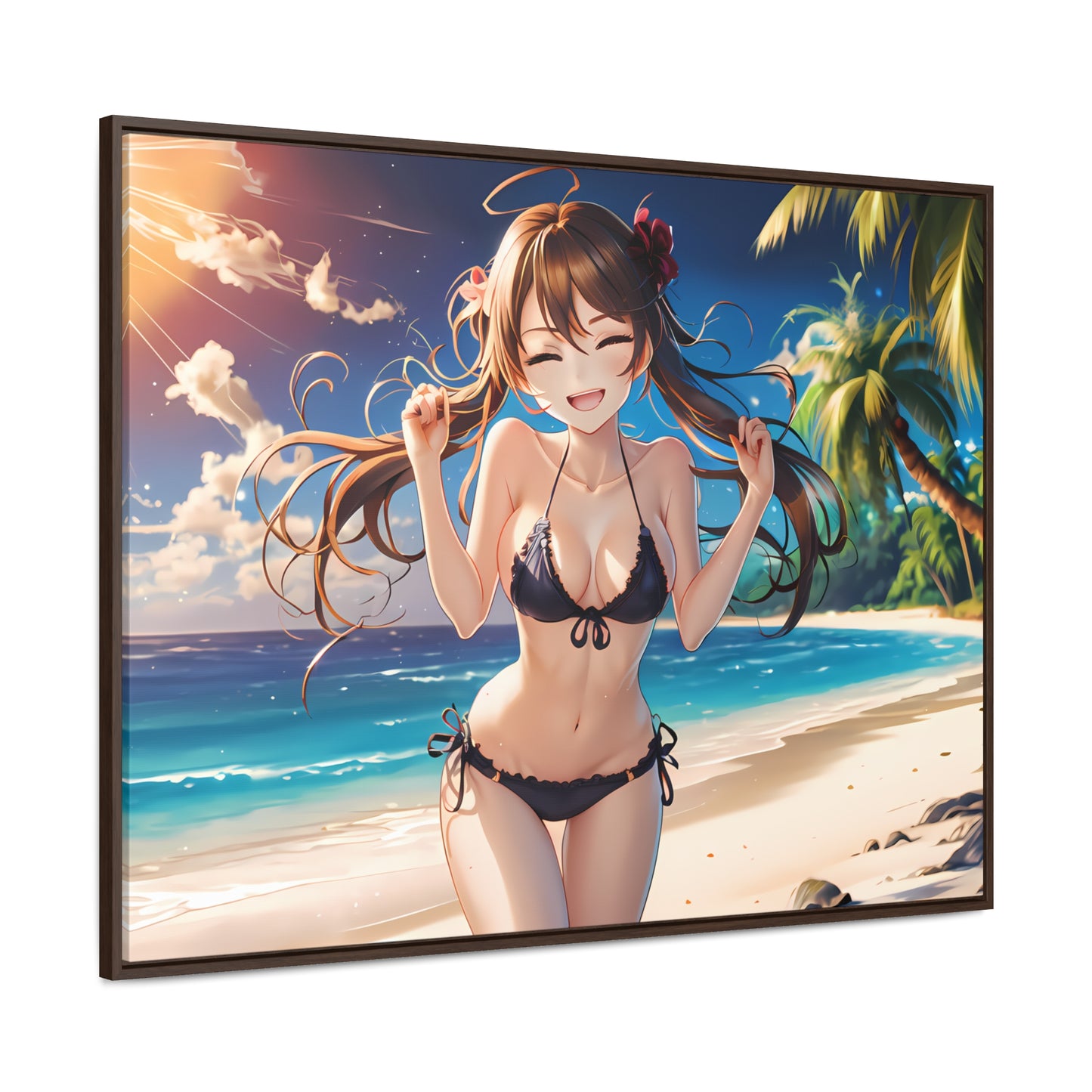 Sunlit Joy on the Beach - Gallery Canvas Wraps, Horizontal Frame