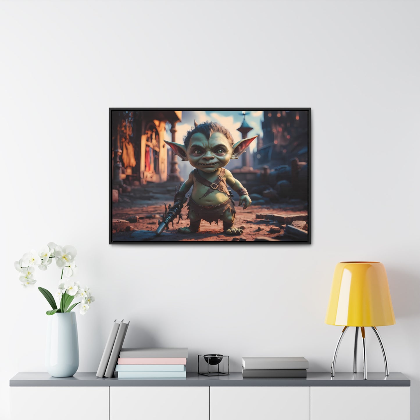 Goblin Warrior in the Ruined City - Gallery Canvas Wraps, Horizontal Frame