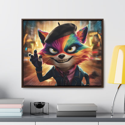 Feline Frenzy in the City Lights - Gallery Canvas Wraps, Horizontal Frame