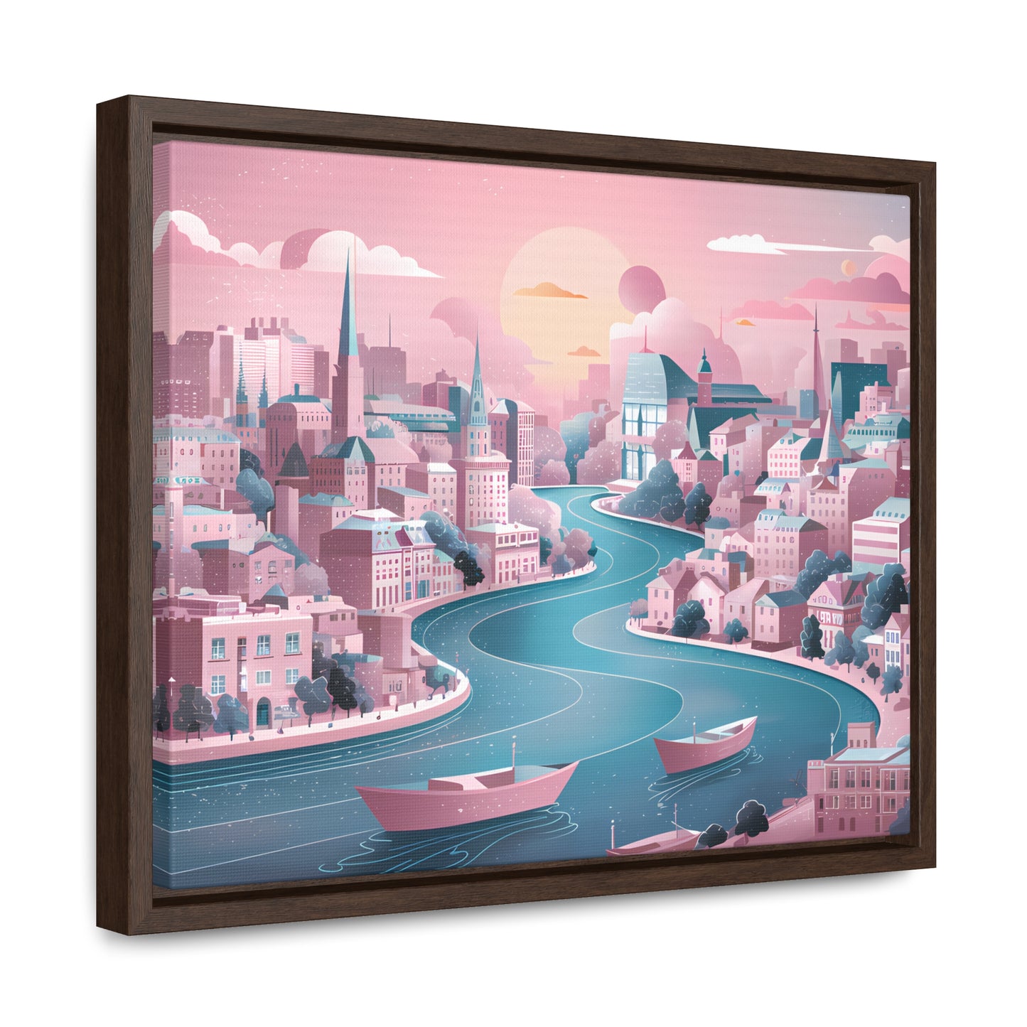 Serene City at Dawn - Gallery Canvas Wraps, Horizontal Frame