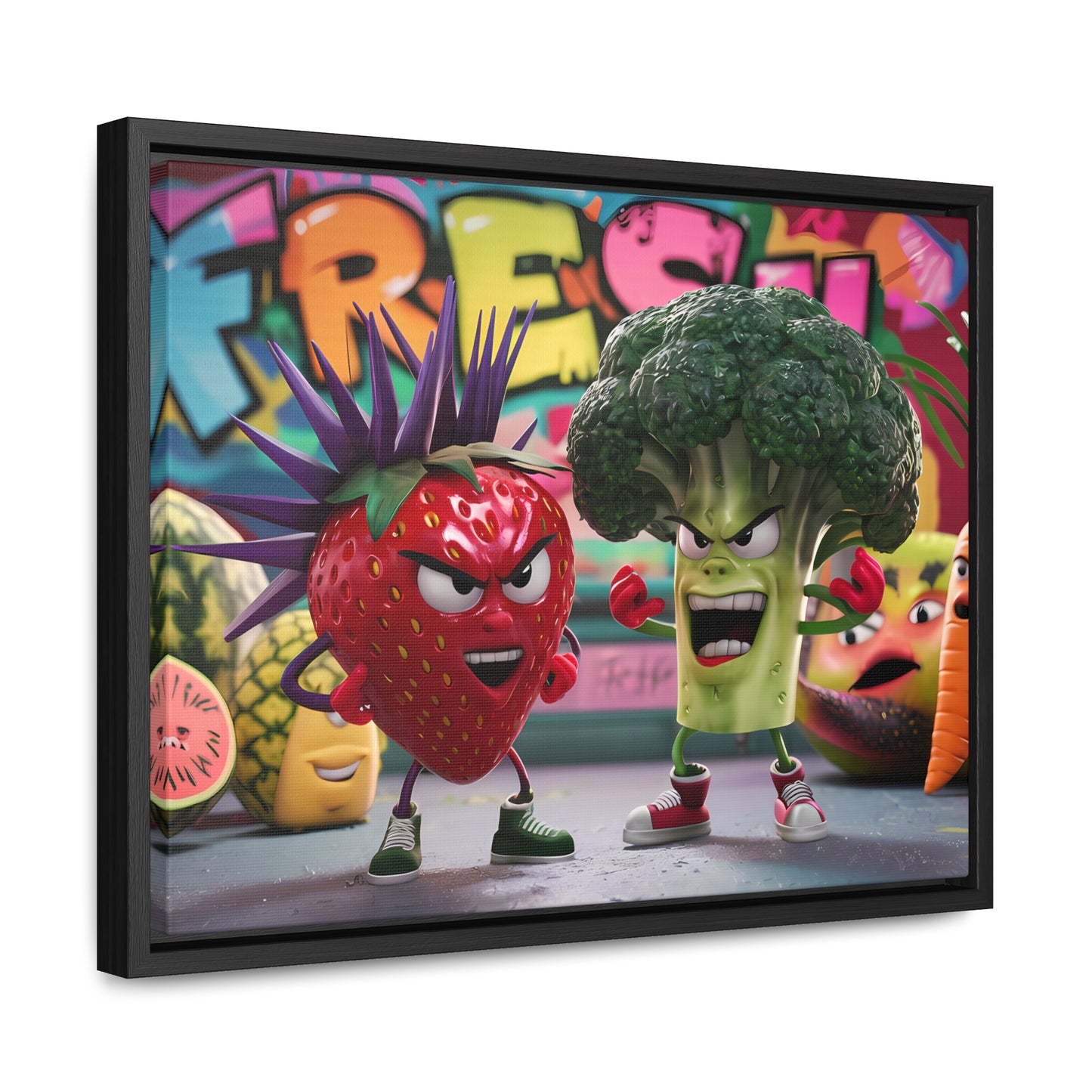 "Fresh Fight: Battle of the Bites" - Gallery Canvas Wraps, Horizontal Frame