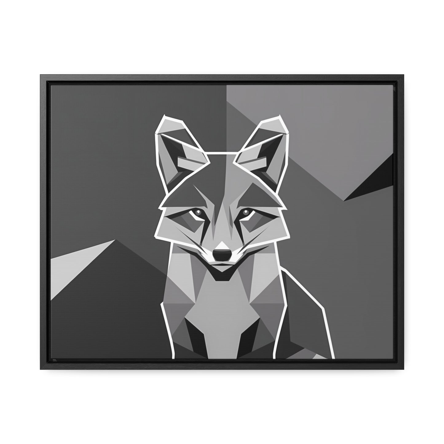 "Geometric Fox in Monochrome" - Gallery Canvas Wraps, Horizontal Frame