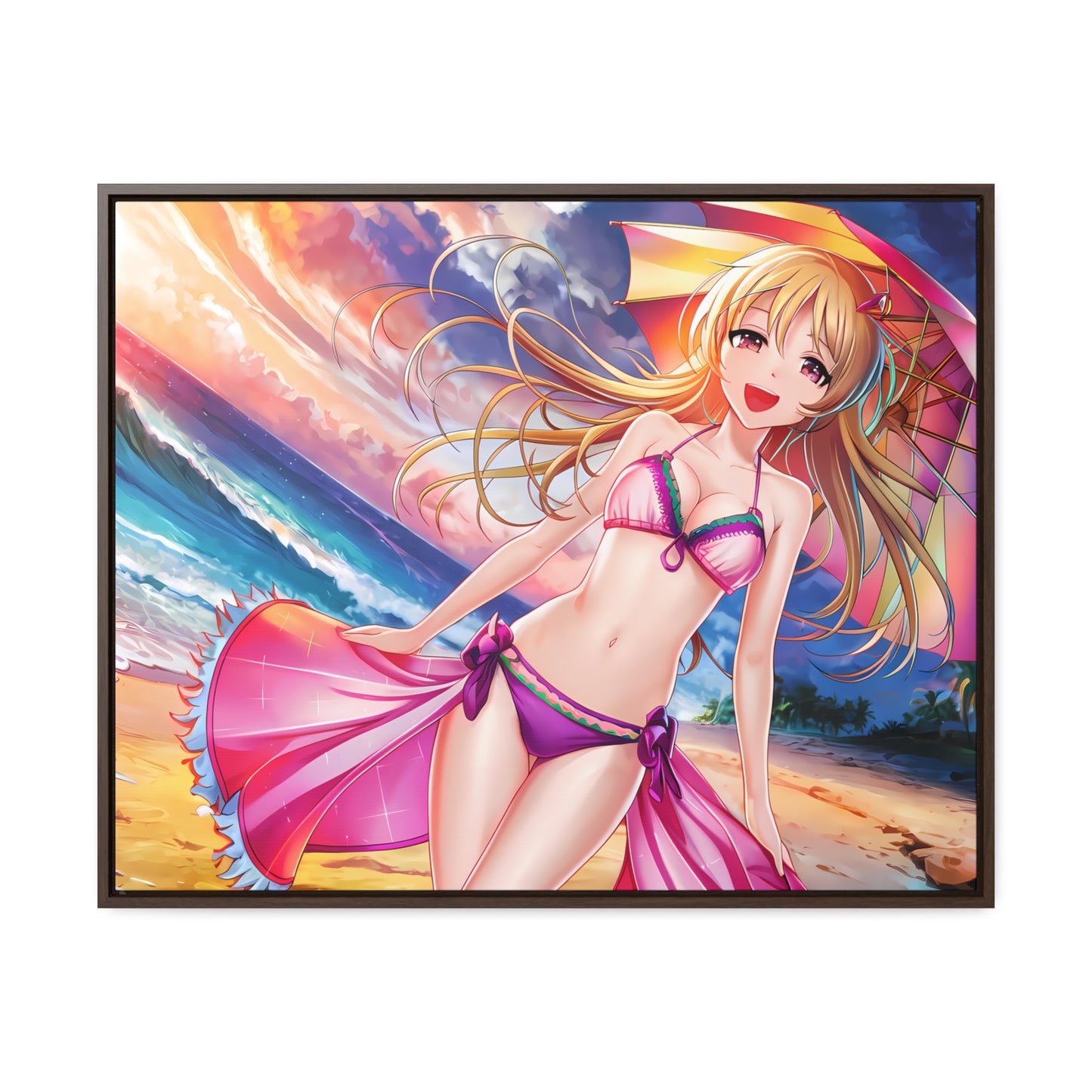 Sunset Stroll on the Beach - Gallery Canvas Wraps, Horizontal Frame