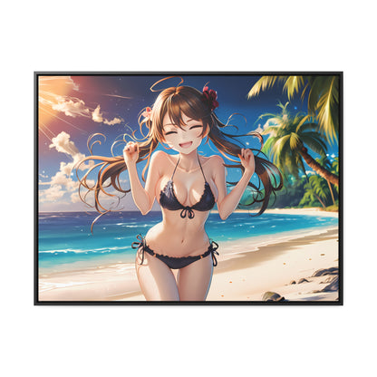 Sunlit Joy on the Beach - Gallery Canvas Wraps, Horizontal Frame