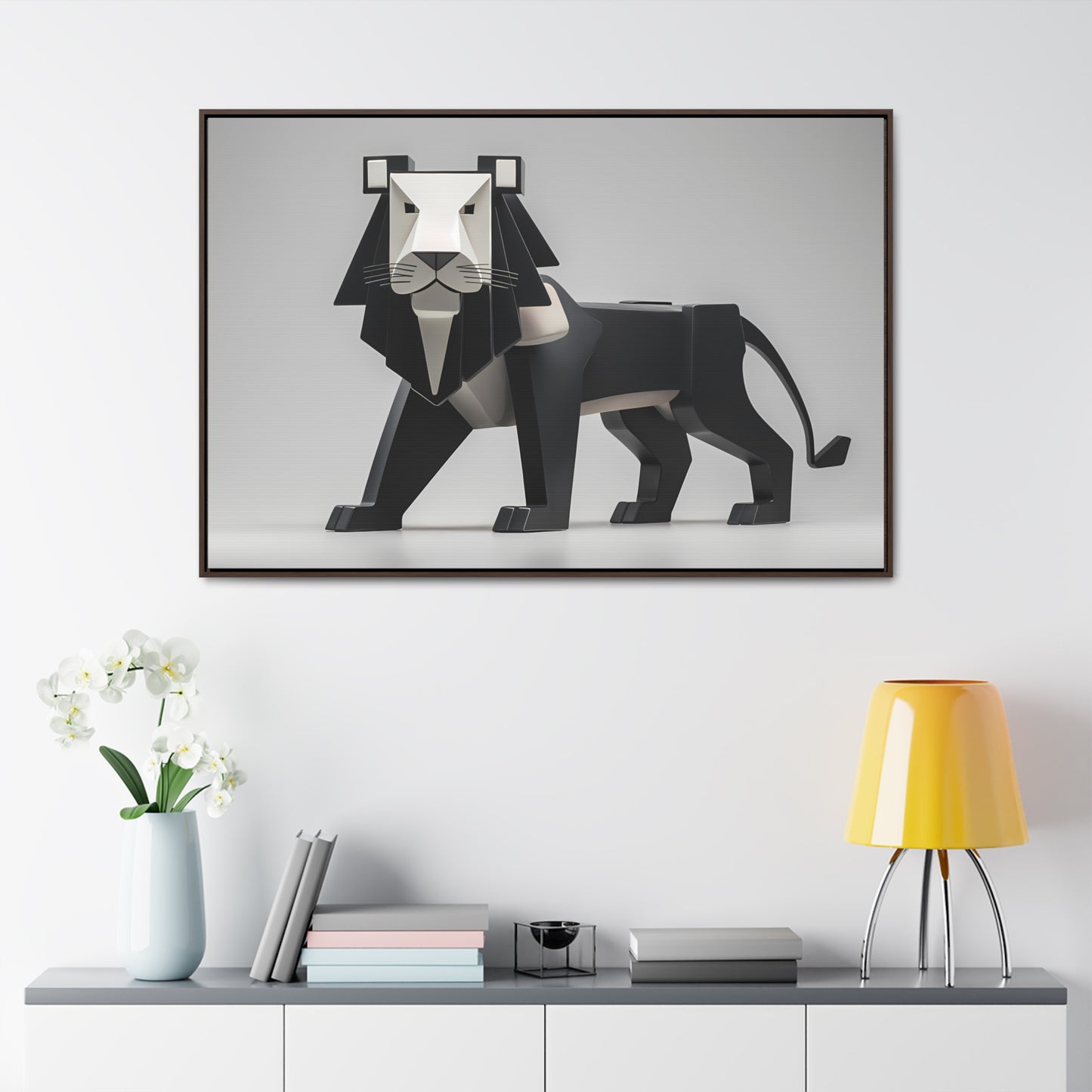 Regal Geometric Lion - Gallery Canvas Wraps, Horizontal Frame