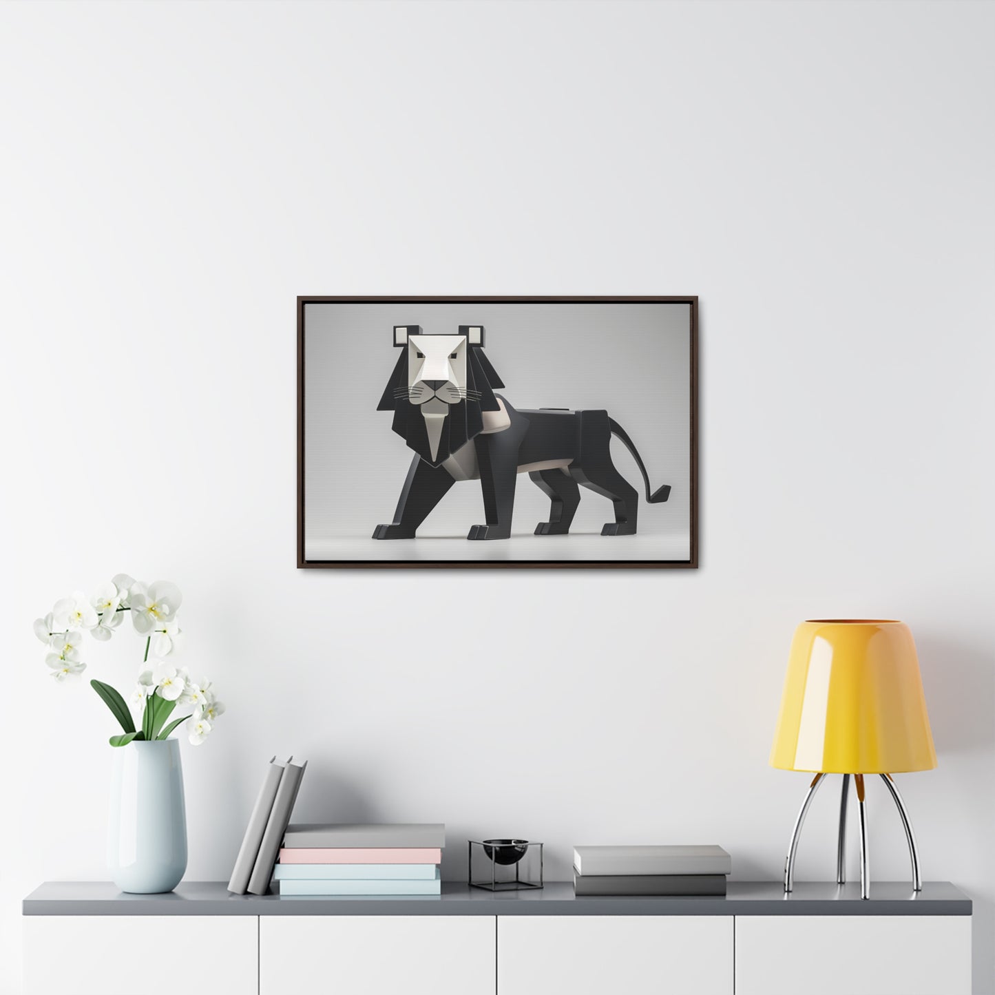 Regal Geometric Lion - Gallery Canvas Wraps, Horizontal Frame