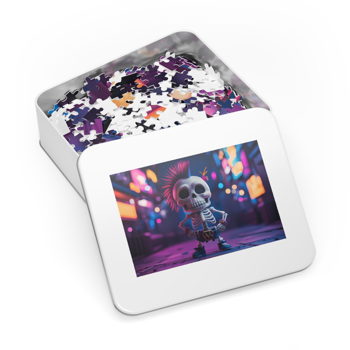 Rebel Bones in Neon Streets - Jigsaw Puzzle (30, 110, 252, 500,1000-Piece)