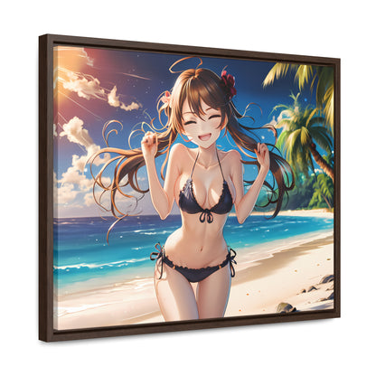 Sunlit Joy on the Beach - Gallery Canvas Wraps, Horizontal Frame