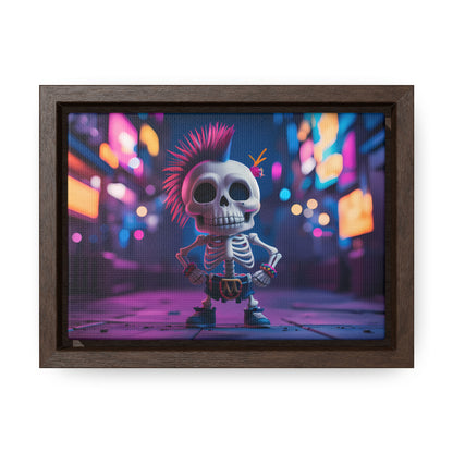 Punk Skeleton in Neon City - Gallery Canvas Wraps, Horizontal Frame