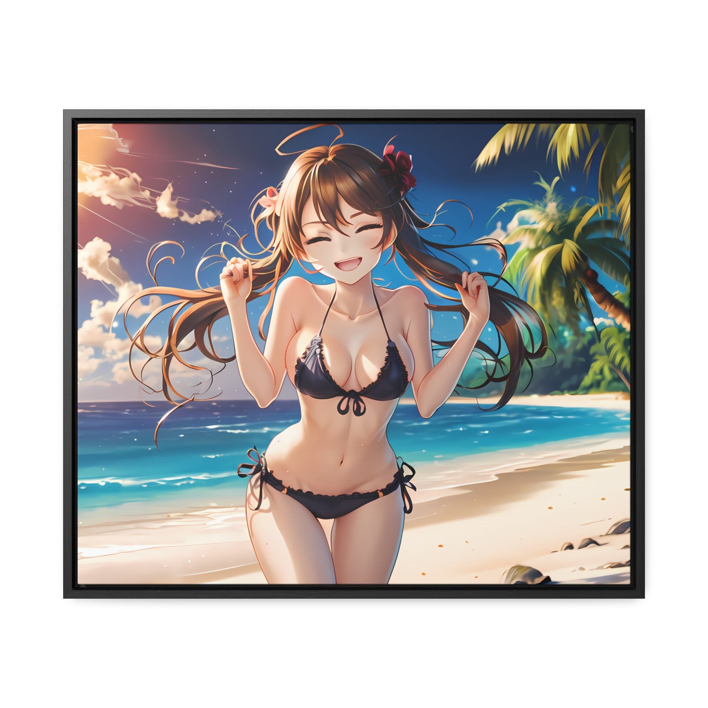 Sunlit Joy on the Beach - Gallery Canvas Wraps, Horizontal Frame