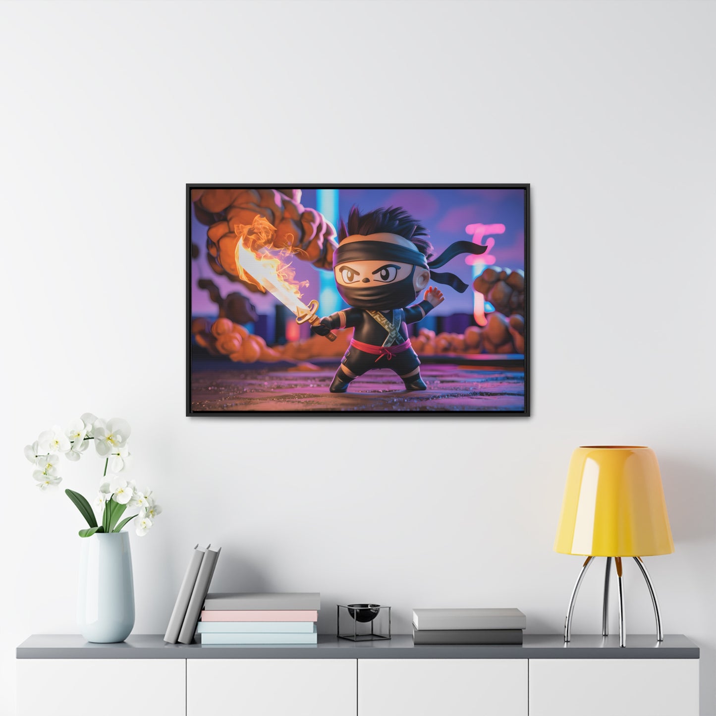 "Flameblade Ninja in Action" - Gallery Canvas Wraps, Horizontal Frame