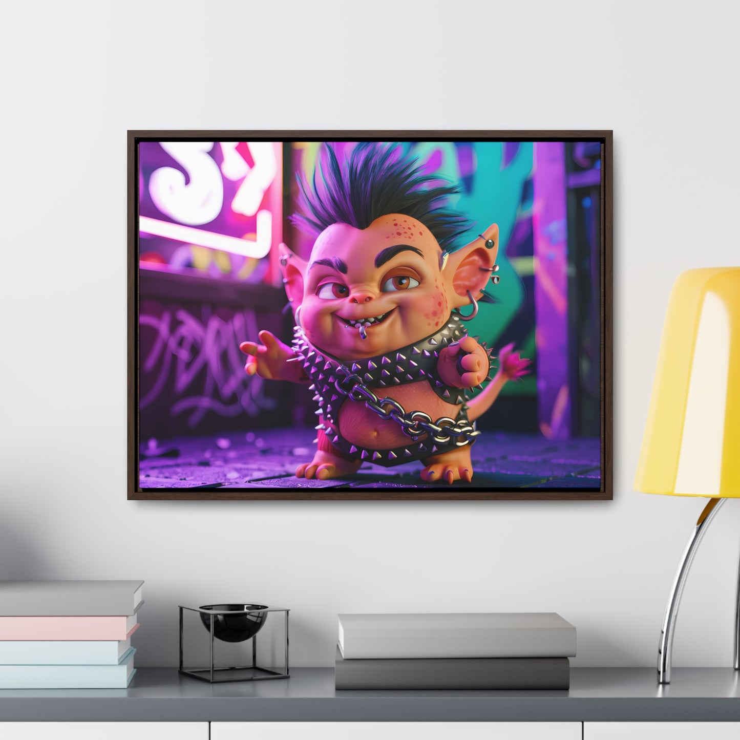 Punk Goblin in the Neon Alley - Gallery Canvas Wraps, Horizontal Frame