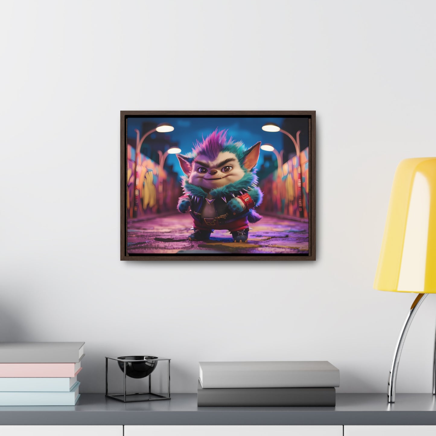 Rebel Furry in the Neon Alley - Gallery Canvas Wraps, Horizontal Frame