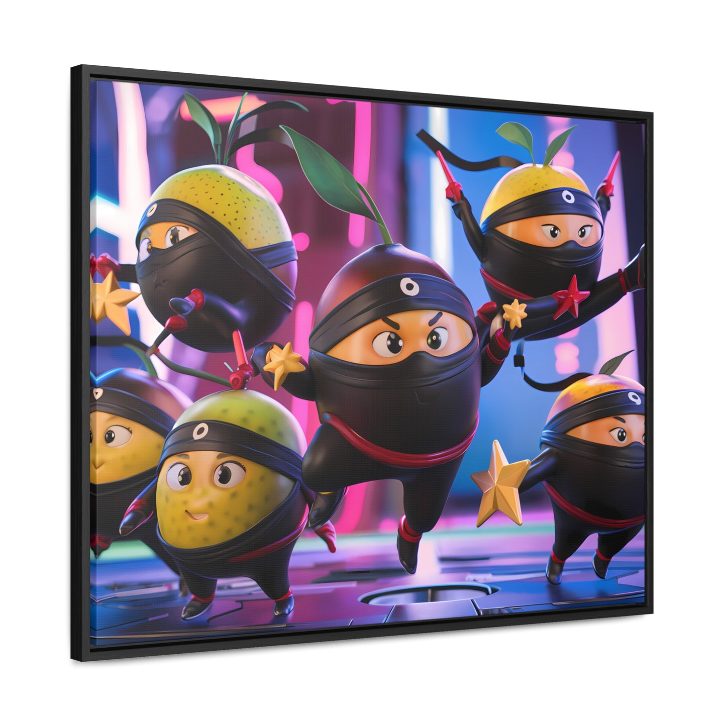 Ninja Citrus Squad: Star Power Unleashed - Gallery Canvas Wraps, Horizontal Frame