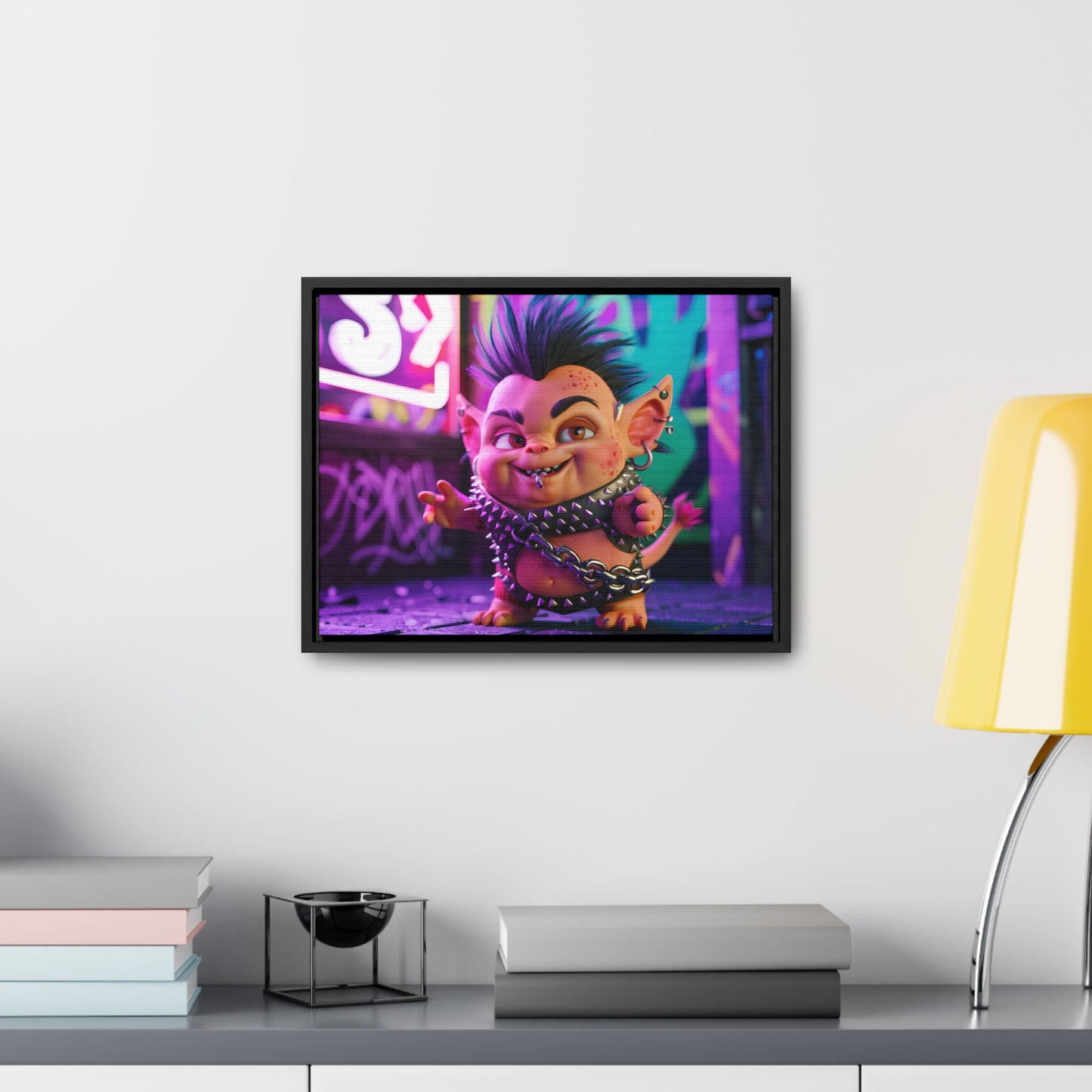 Punk Goblin in the Neon Alley - Gallery Canvas Wraps, Horizontal Frame