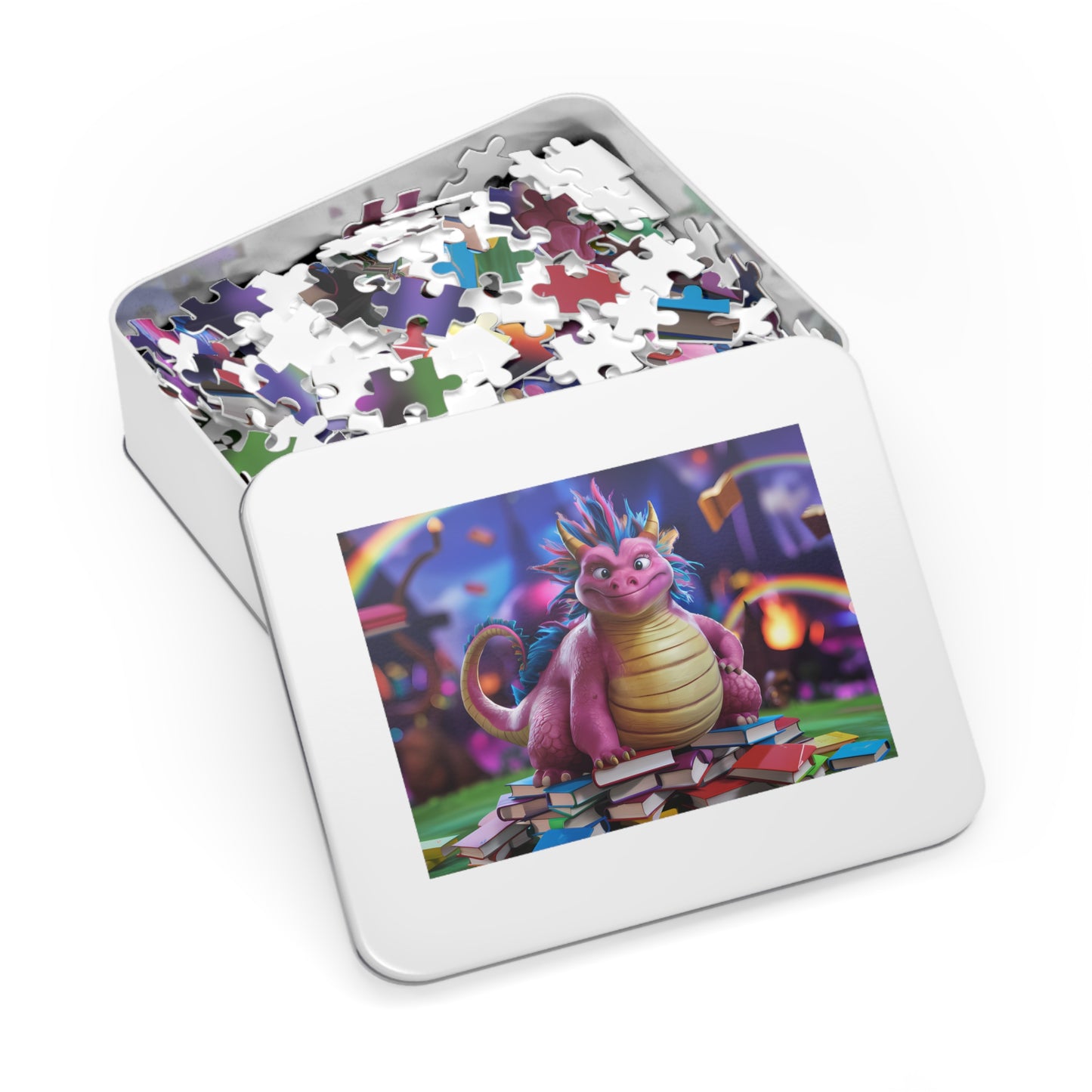 The Bookish Dragon's Enchanted Library - Jigsaw Puzzle (30, 110, 252, 500,1000-Piece)