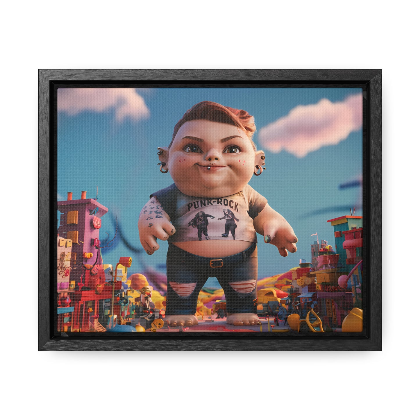 "Punk Rock Titan in Toy Town" - Gallery Canvas Wraps, Horizontal Frame
