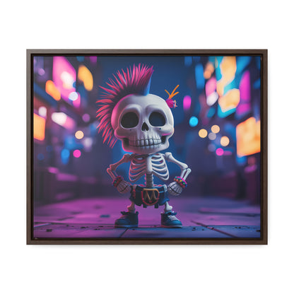 Punk Skeleton in Neon City - Gallery Canvas Wraps, Horizontal Frame