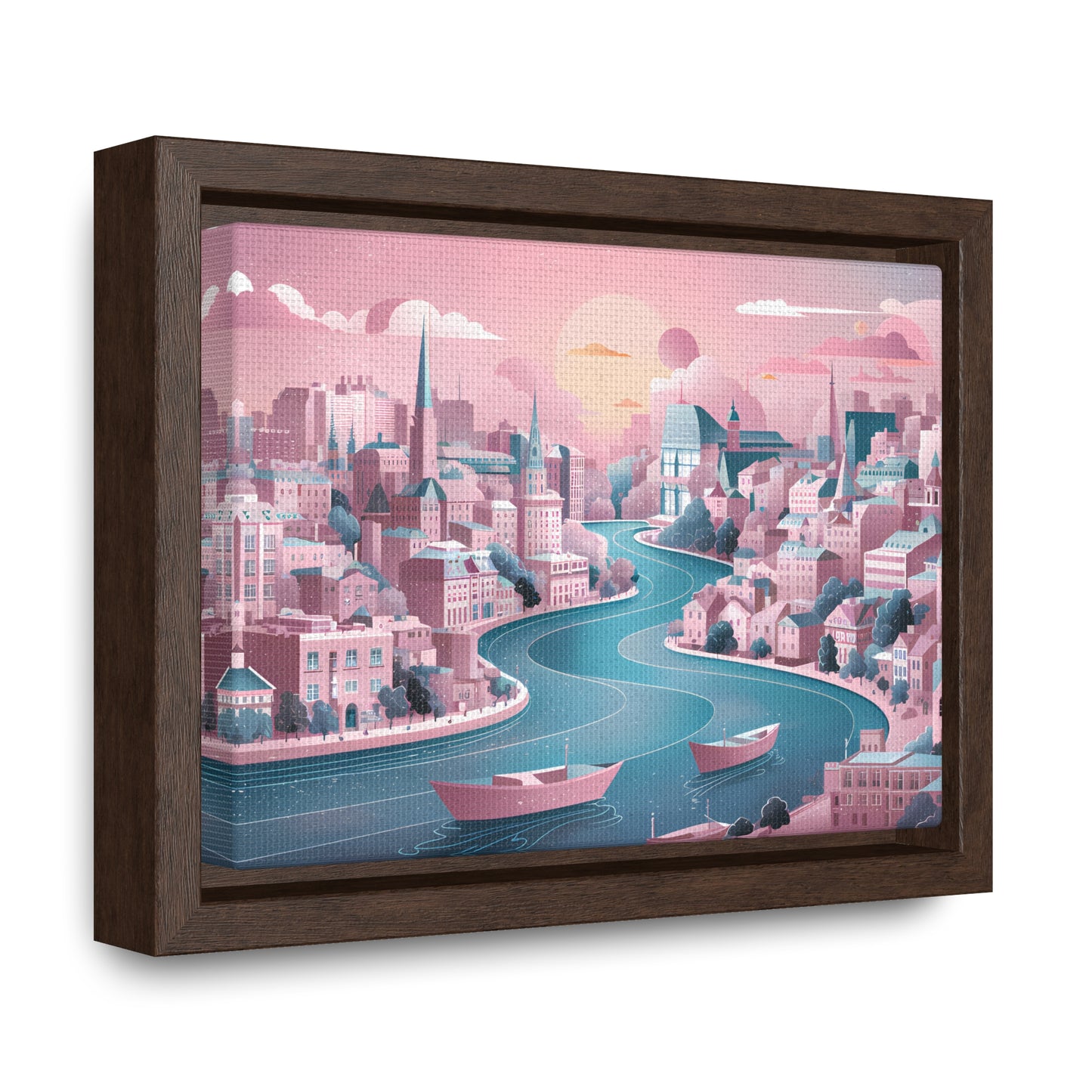 Serene City at Dawn - Gallery Canvas Wraps, Horizontal Frame