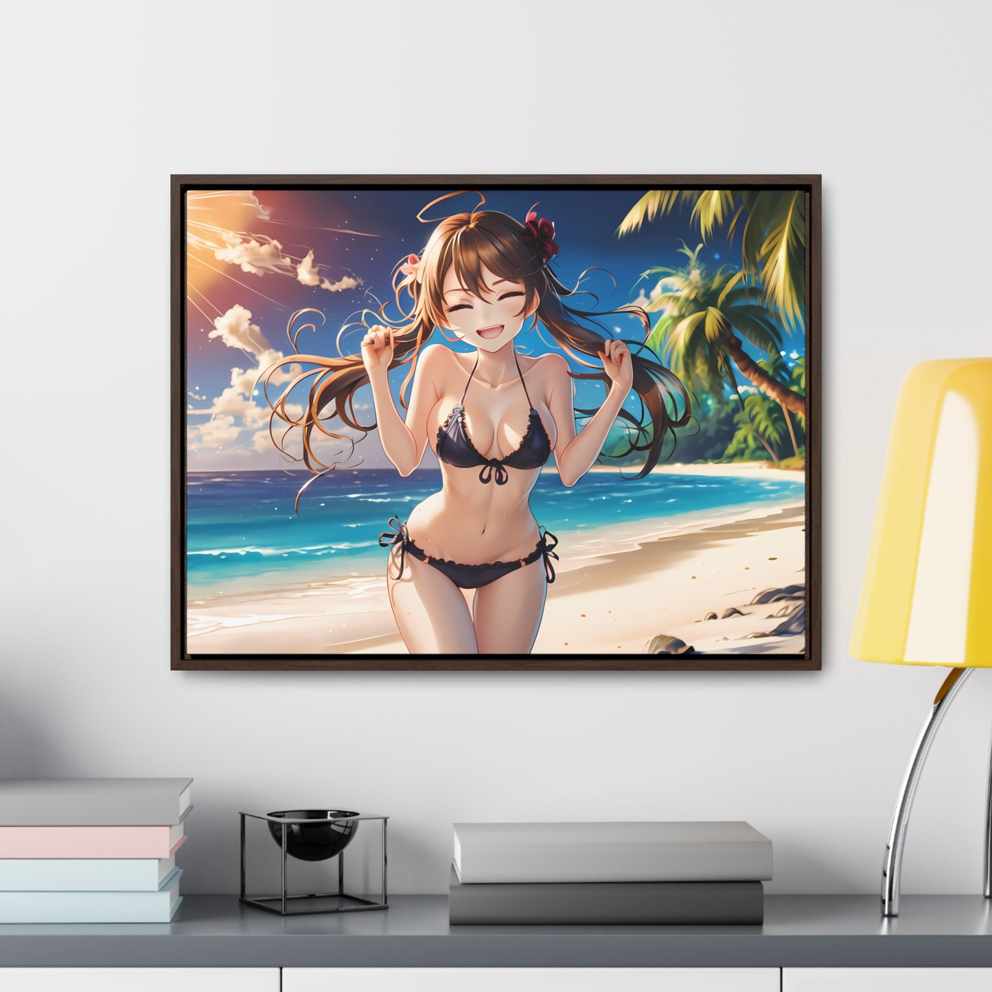 Sunlit Joy on the Beach - Gallery Canvas Wraps, Horizontal Frame