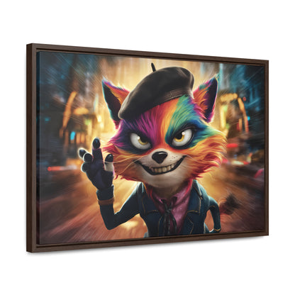 Feline Frenzy in the City Lights - Gallery Canvas Wraps, Horizontal Frame