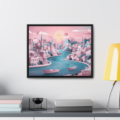 Serene City at Dawn - Gallery Canvas Wraps, Horizontal Frame