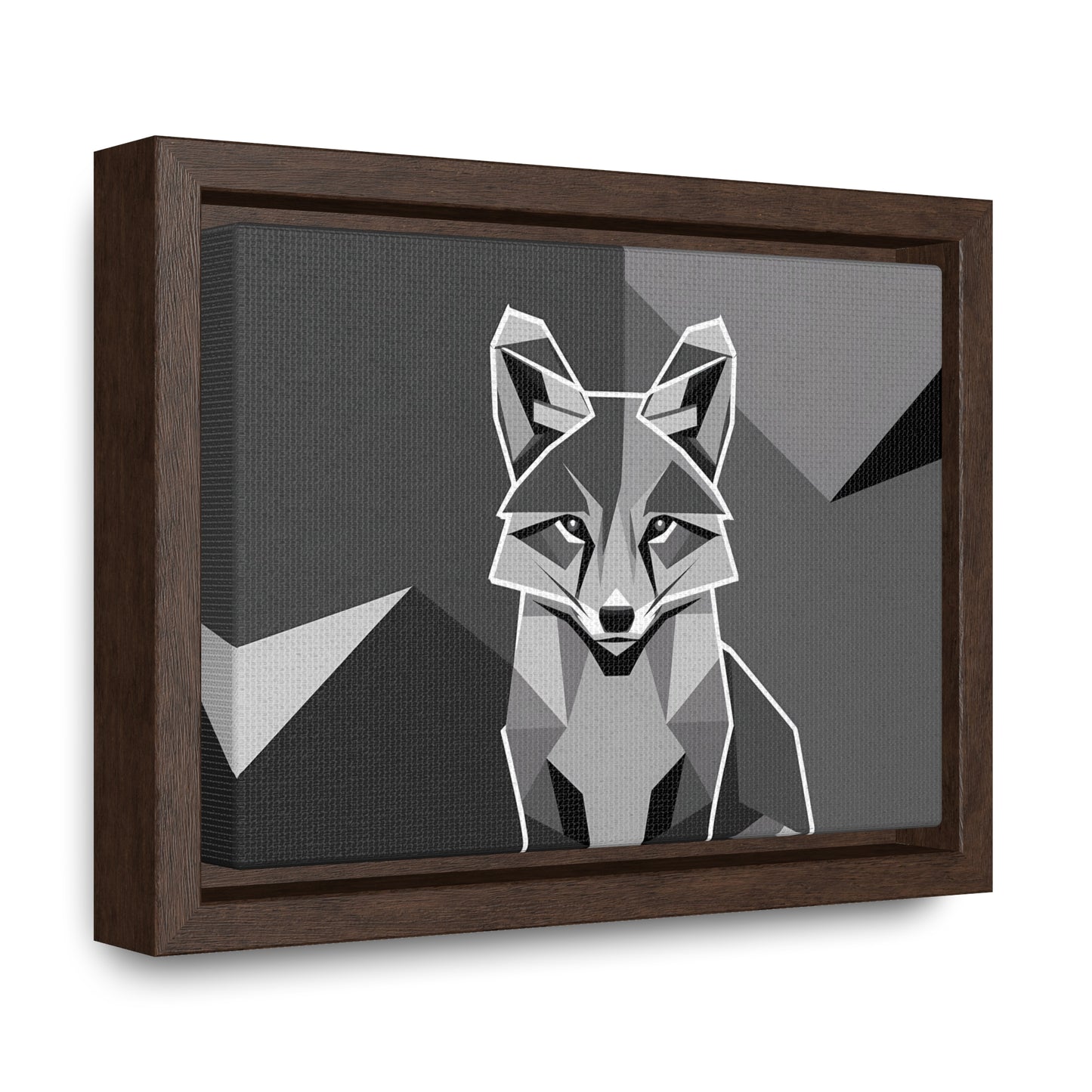 "Geometric Fox in Monochrome" - Gallery Canvas Wraps, Horizontal Frame