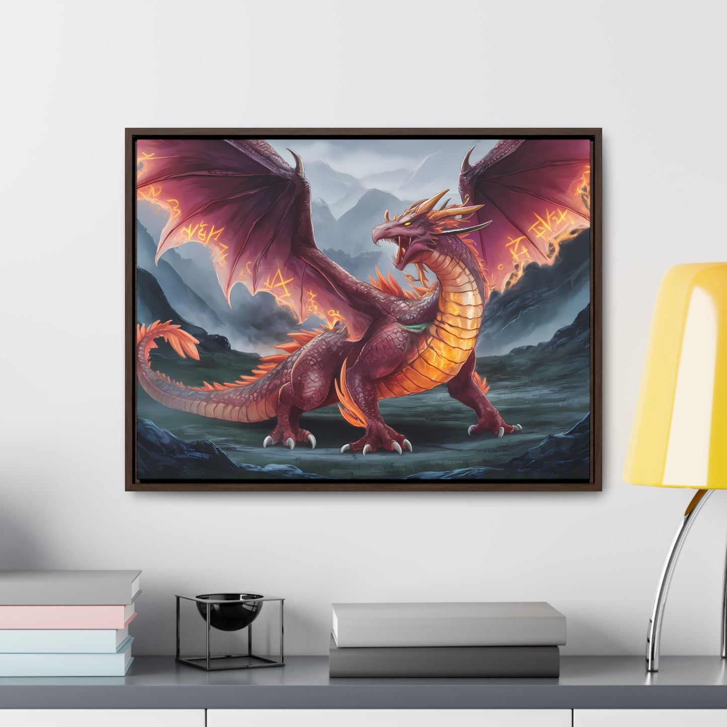 The Inferno Wyrm of the Ashen Peaks - Gallery Canvas Wraps, Horizontal Frame
