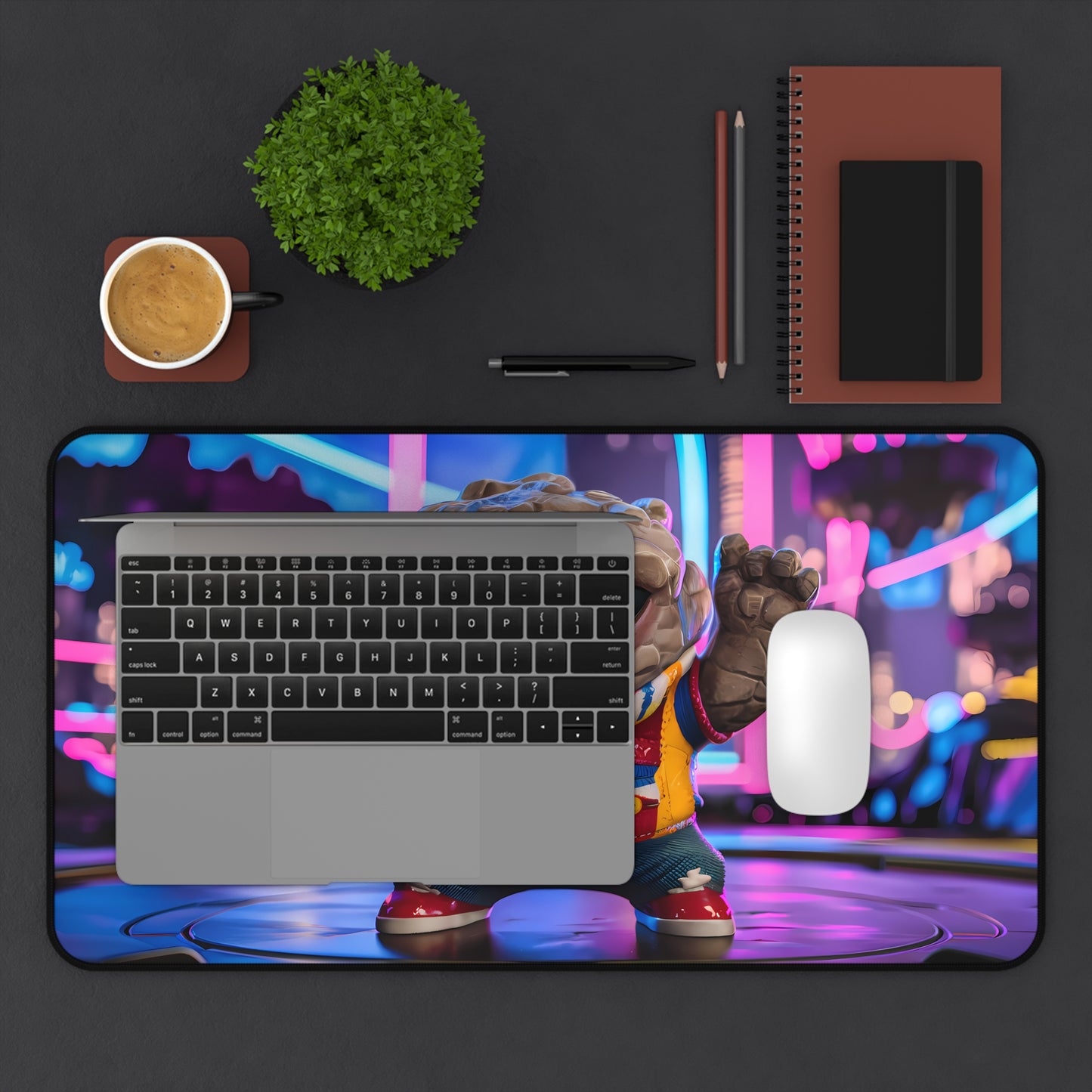 Rockstar Rumble in Neon City - Desk Mat