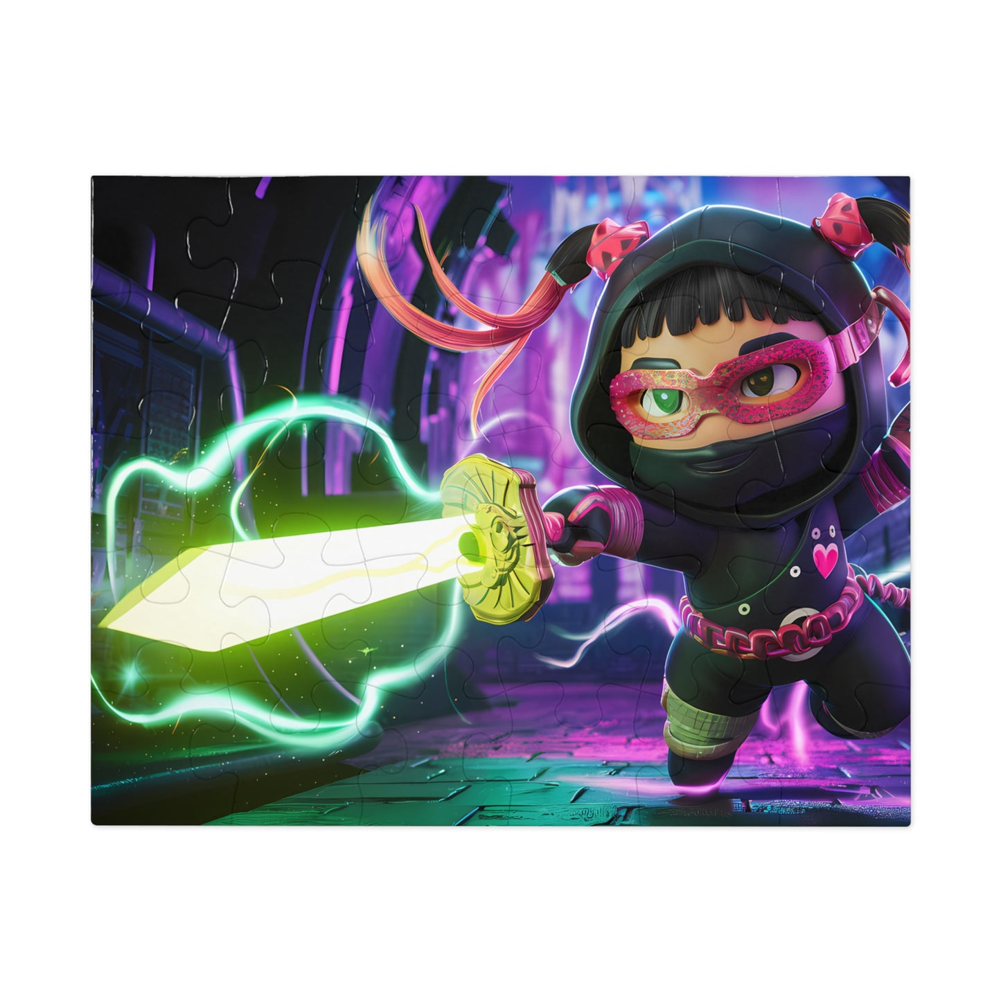 Neon Ninja: Guardian of the Cyber Realm - Jigsaw Puzzle (30, 110, 252, 500,1000-Piece)