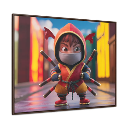 "Chibi Ninja Warrior in the City" - Gallery Canvas Wraps, Horizontal Frame