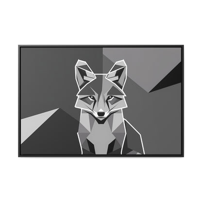 "Geometric Fox in Monochrome" - Gallery Canvas Wraps, Horizontal Frame