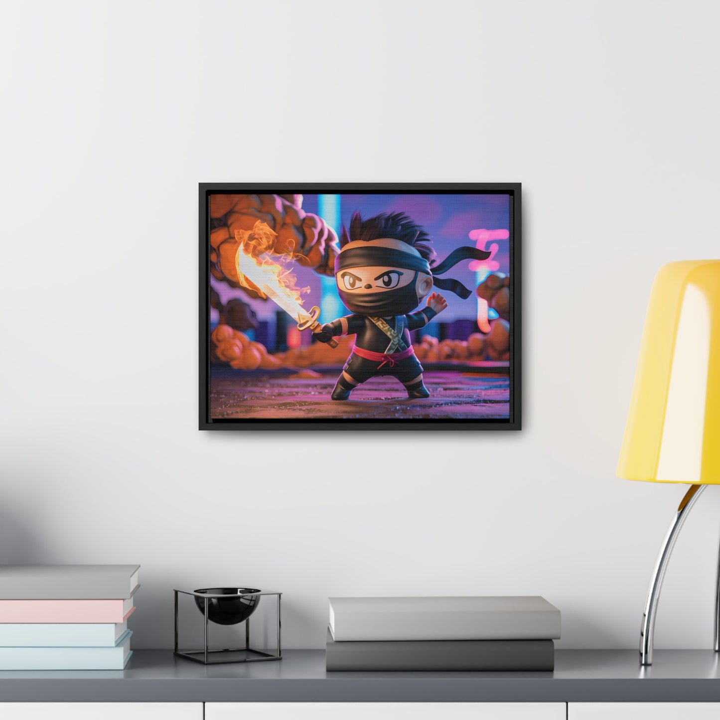 "Flameblade Ninja in Action" - Gallery Canvas Wraps, Horizontal Frame