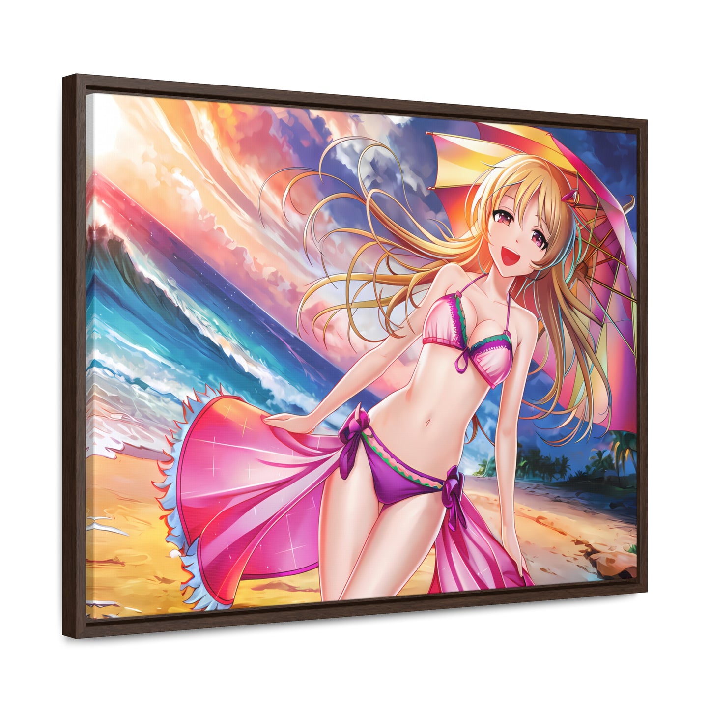 Sunset Stroll on the Beach - Gallery Canvas Wraps, Horizontal Frame
