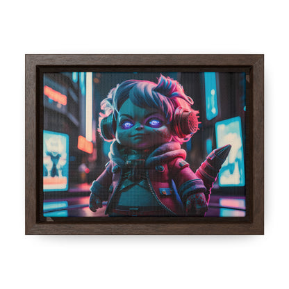 Neon Guardian in the Cyber City - Gallery Canvas Wraps, Horizontal Frame