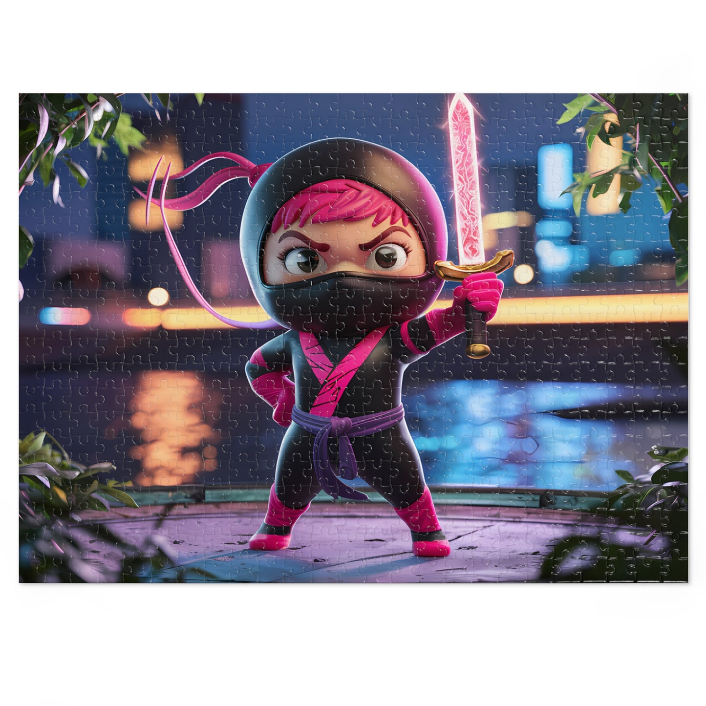 "Ninja Warrior: Pink Blade at Dusk" - Jigsaw Puzzle (30, 110, 252, 500,1000-Piece)