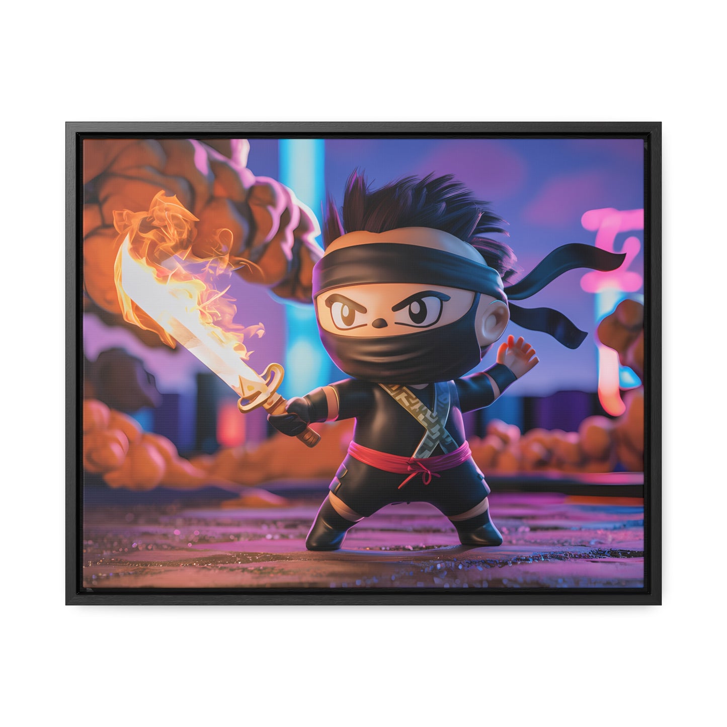 "Flameblade Ninja in Action" - Gallery Canvas Wraps, Horizontal Frame