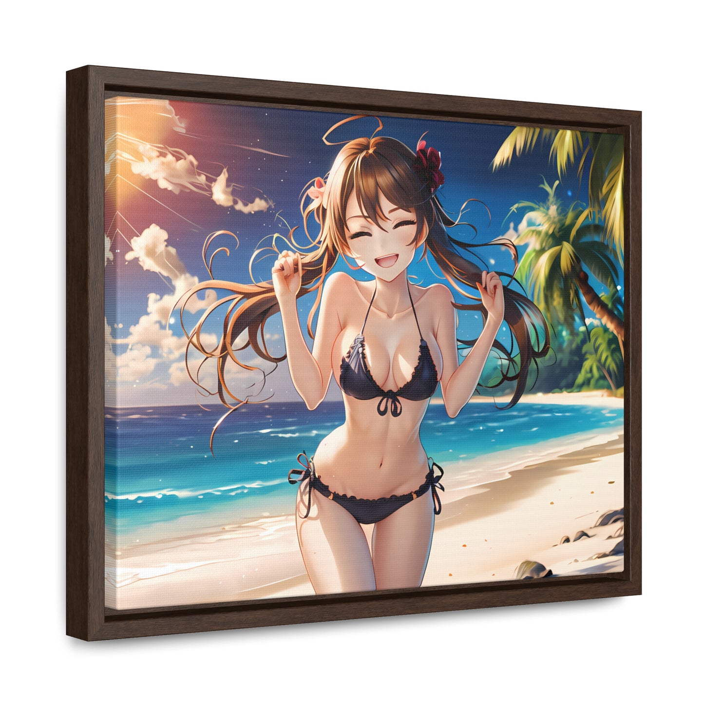 Sunlit Joy on the Beach - Gallery Canvas Wraps, Horizontal Frame
