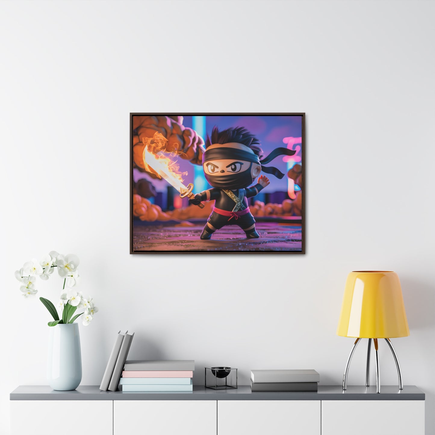"Flameblade Ninja in Action" - Gallery Canvas Wraps, Horizontal Frame