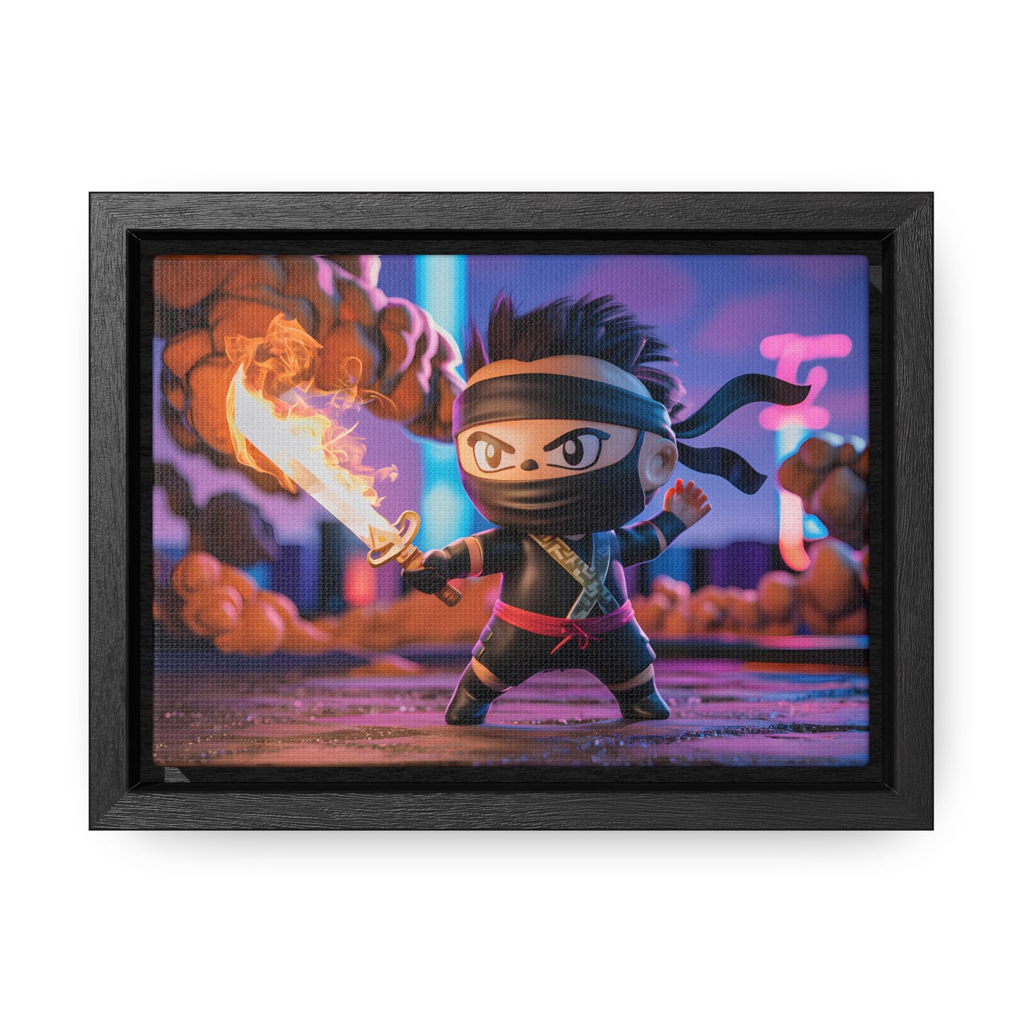 "Flameblade Ninja in Action" - Gallery Canvas Wraps, Horizontal Frame
