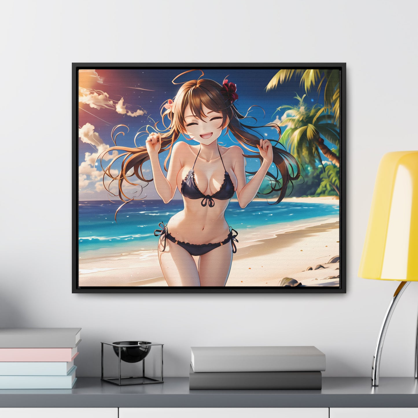 Sunlit Joy on the Beach - Gallery Canvas Wraps, Horizontal Frame