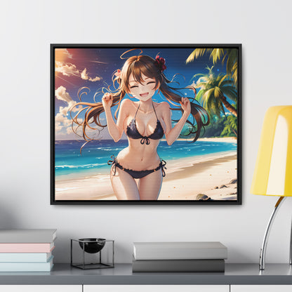 Sunlit Joy on the Beach - Gallery Canvas Wraps, Horizontal Frame