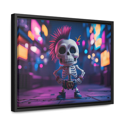 Punk Skeleton in Neon City - Gallery Canvas Wraps, Horizontal Frame
