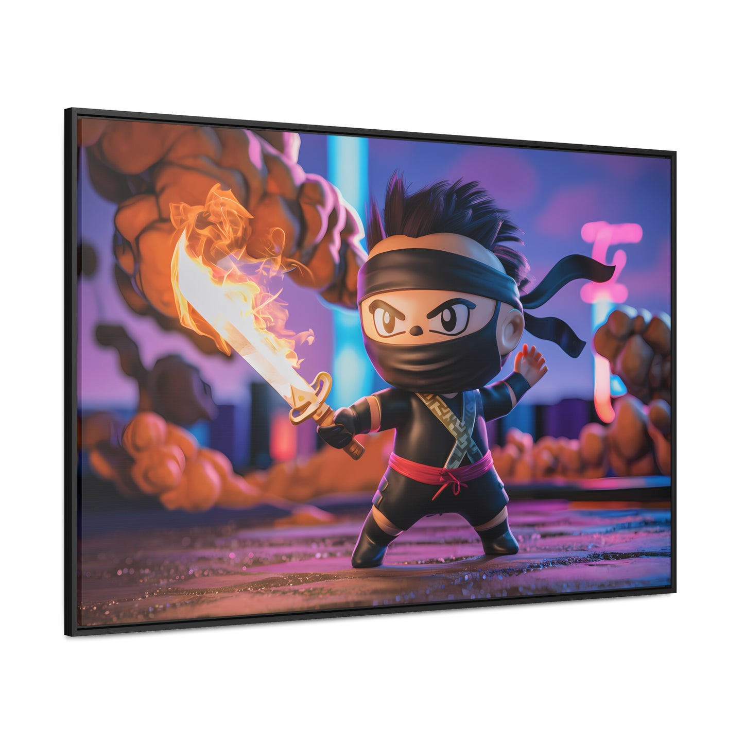 "Flameblade Ninja in Action" - Gallery Canvas Wraps, Horizontal Frame