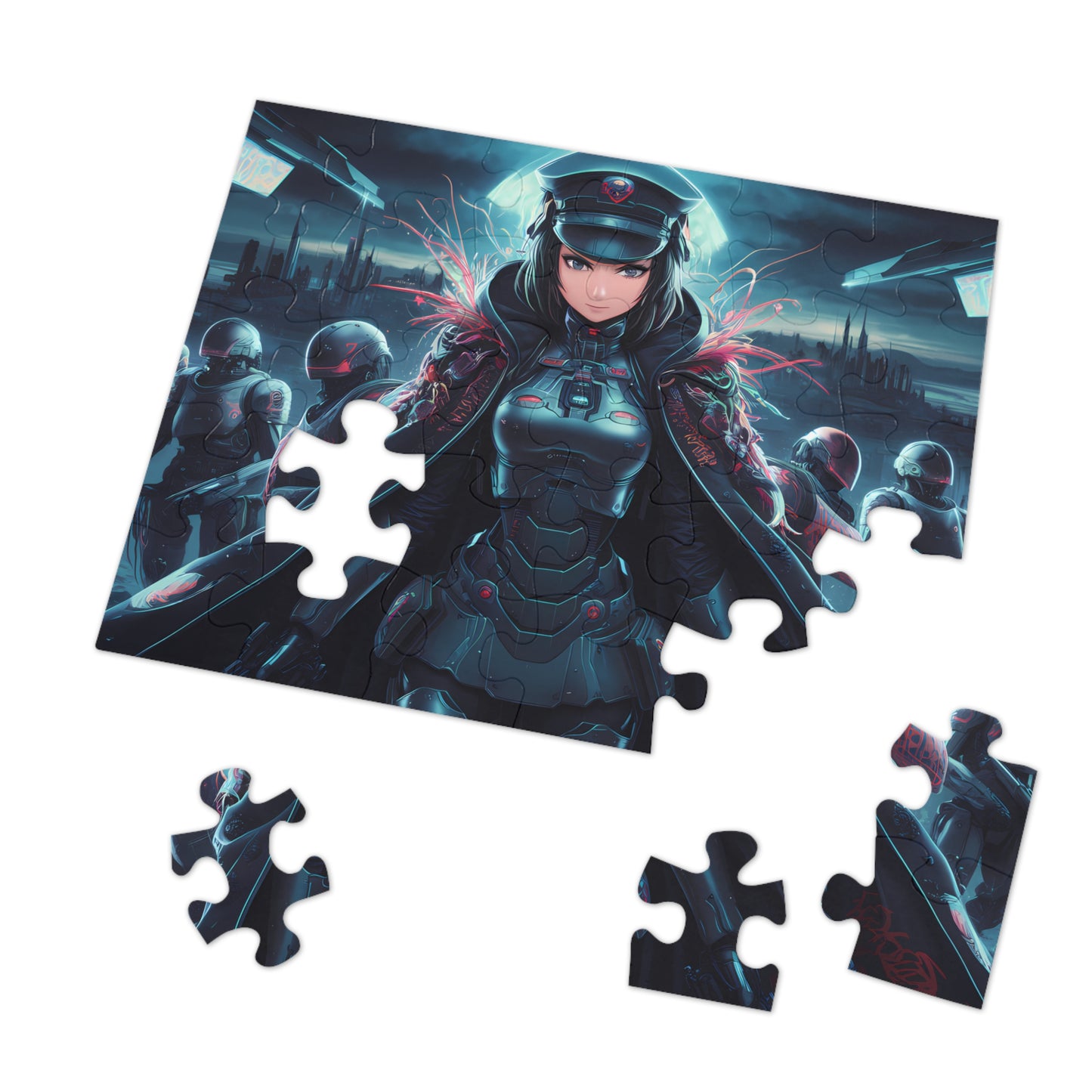 Enforcer of the Neon Dystopia - Jigsaw Puzzle (30, 110, 252, 500,1000-Piece)