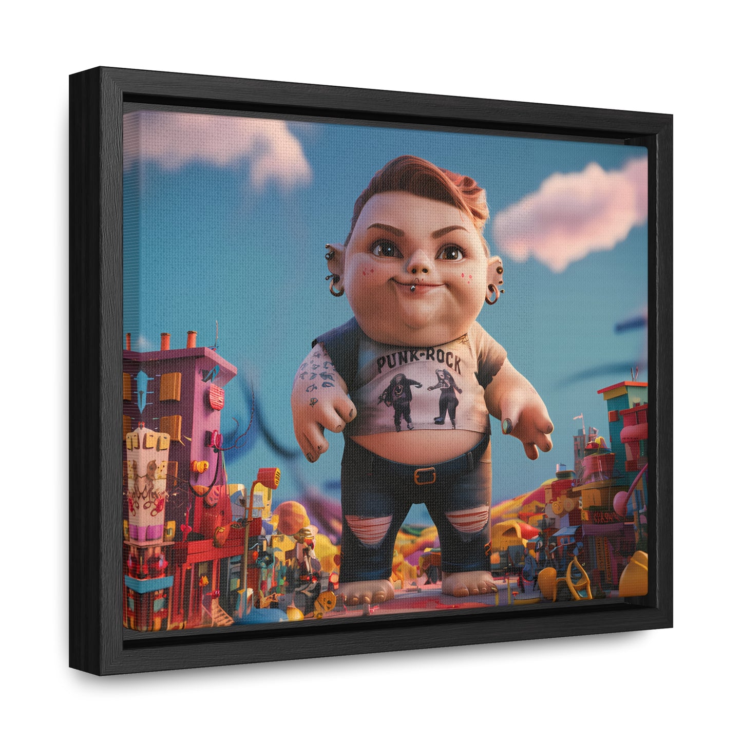 "Punk Rock Titan in Toy Town" - Gallery Canvas Wraps, Horizontal Frame