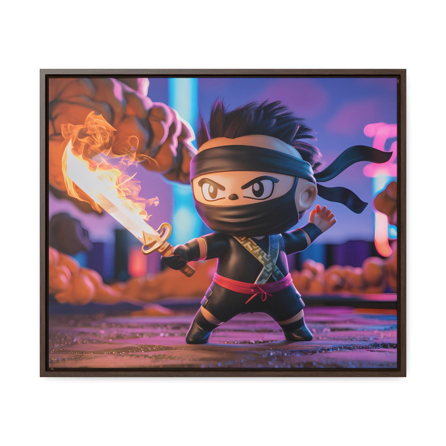 "Flameblade Ninja in Action" - Gallery Canvas Wraps, Horizontal Frame